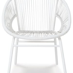 Signature Design by Ashley Mandarin Cape Casual All-weather Resin Wicker Outdoor Chairs with Table Set, Set of 3, White