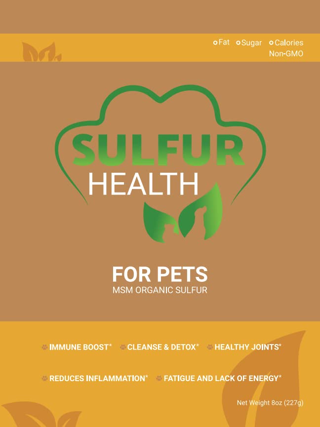 Organic Pet Sulfur - 99.9% Pure MSM Supplement for Pets - Lab-Tested and Certified Pet MSM