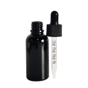 BEGIKET 1 oz Black Glass Dropper Bottle, 12 Pack 30ml Black Glass Bottles with Glass Eye Dropper, for Essential Oils, Aromatherapy Oil, Beard Oil, Perfume, Leak Proof Travel Bottles for Liquids