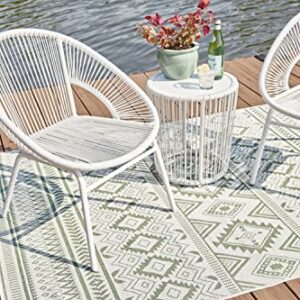 Signature Design by Ashley Mandarin Cape Casual All-weather Resin Wicker Outdoor Chairs with Table Set, Set of 3, White