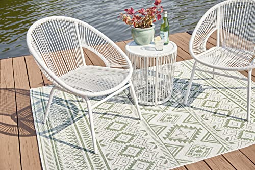 Signature Design by Ashley Mandarin Cape Casual All-weather Resin Wicker Outdoor Chairs with Table Set, Set of 3, White