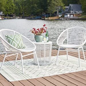 Signature Design by Ashley Mandarin Cape Casual All-weather Resin Wicker Outdoor Chairs with Table Set, Set of 3, White