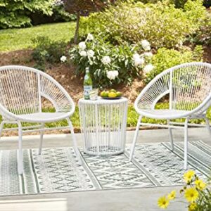 Signature Design by Ashley Mandarin Cape Casual All-weather Resin Wicker Outdoor Chairs with Table Set, Set of 3, White