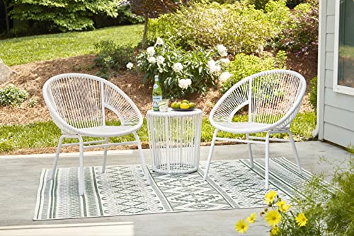 Signature Design by Ashley Mandarin Cape Casual All-weather Resin Wicker Outdoor Chairs with Table Set, Set of 3, White