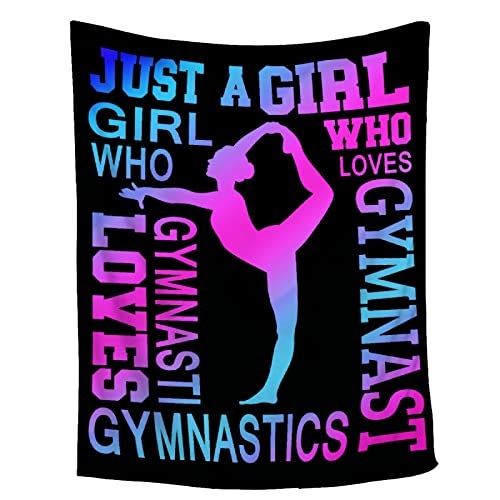 FUNBIRD Gymnastics Blanket | Gymnastics Gifts for Girls | Just A Girl Who Loves Gymnastics Blanket | 40"x50" Gymnastic Gift Ideas for Daughters Kids | Gymnastics Home Decor for Sport Lover