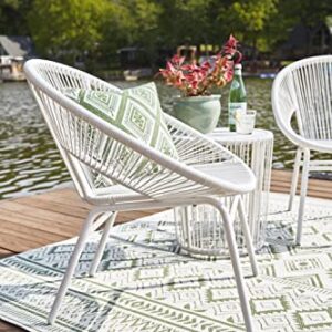 Signature Design by Ashley Mandarin Cape Casual All-weather Resin Wicker Outdoor Chairs with Table Set, Set of 3, White