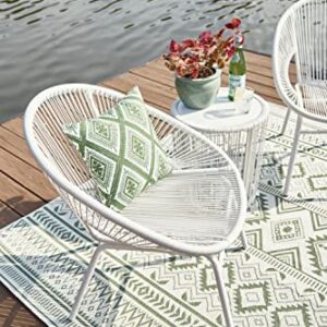 Signature Design by Ashley Mandarin Cape Casual All-weather Resin Wicker Outdoor Chairs with Table Set, Set of 3, White