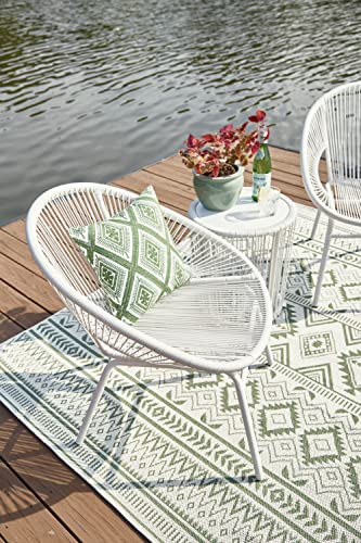 Signature Design by Ashley Mandarin Cape Casual All-weather Resin Wicker Outdoor Chairs with Table Set, Set of 3, White