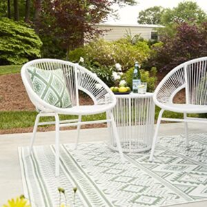 Signature Design by Ashley Mandarin Cape Casual All-weather Resin Wicker Outdoor Chairs with Table Set, Set of 3, White