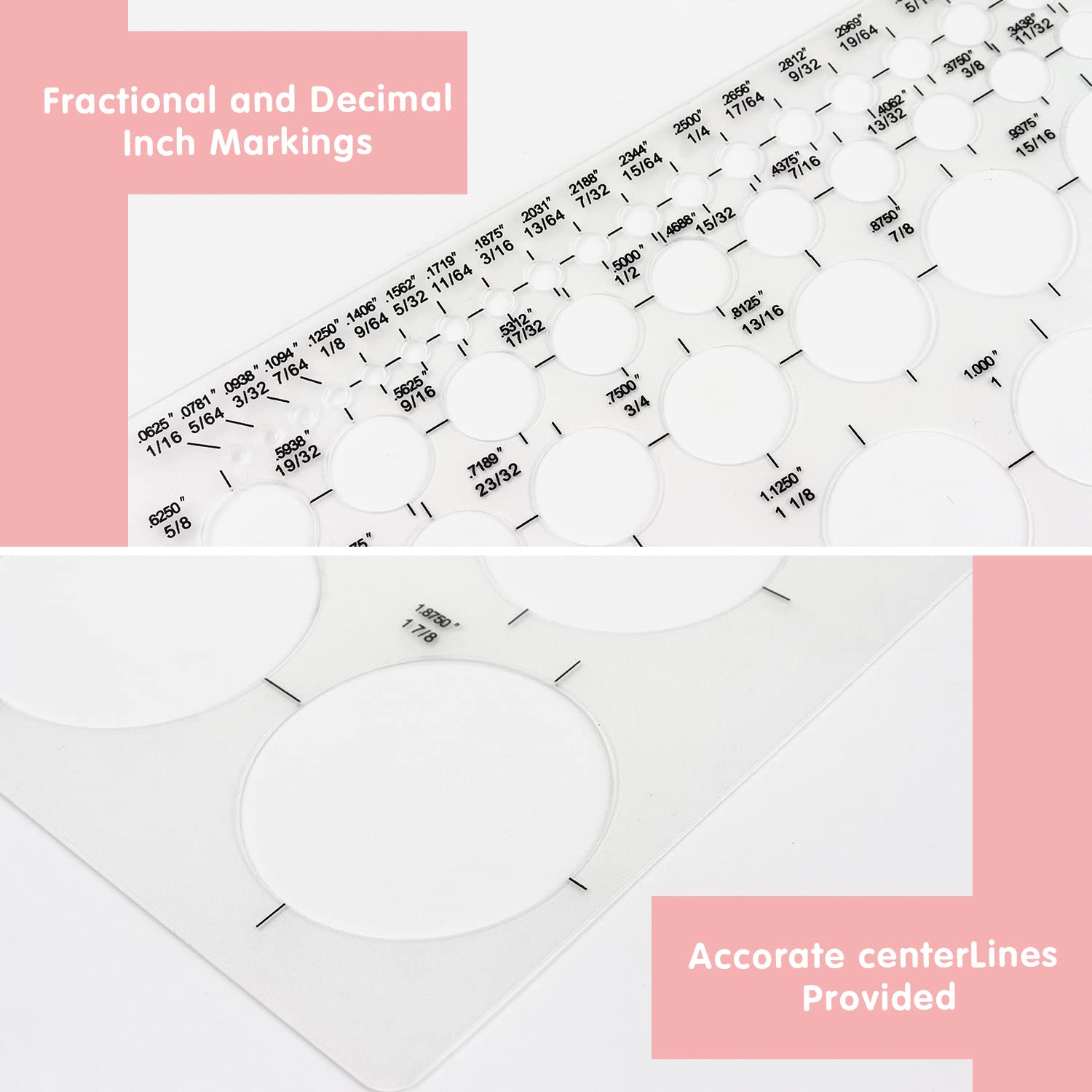 Tamaki Circle Template Circle Round Stencil Templates for Drafting for Office and School Building Formwork Drawings Templates, Large and Small Size, 3 Pack