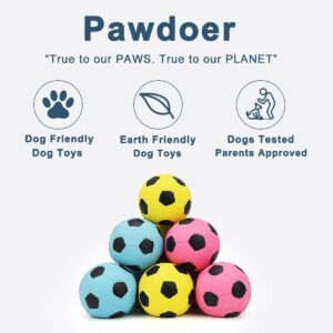 Pawdoer Squeaky Dog Ball - Soft Latex Rubber Squeaky Dog Toys for Small Dogs Puppies - Cute Bounce Dog Squeak Toys Play Fetch Football Soccer Ball