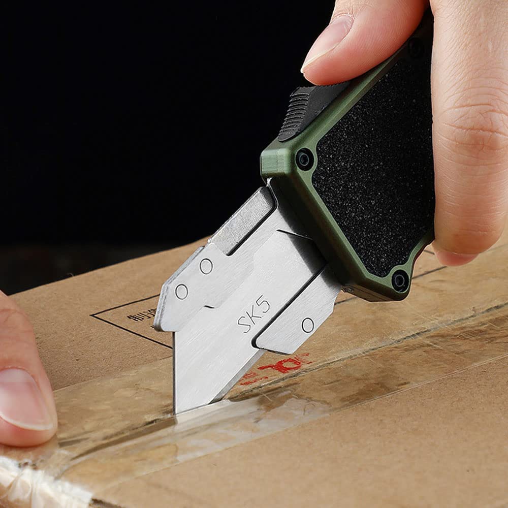 𝗖𝗮𝗿𝗲𝘀𝘀𝗼𝗹𝗼𝘃𝗲 𝗔𝘃𝗶𝗮𝘁𝗶𝗼𝗻 𝗔𝗹𝘂𝗺𝗶𝗻𝘂𝗺 utility knife, EDC Auto Box Cutters Retractable Heavy Duty Cardboard Cutter, Replaceable Blade Pocket Knife With Clip, With 5pcs Spare Blades