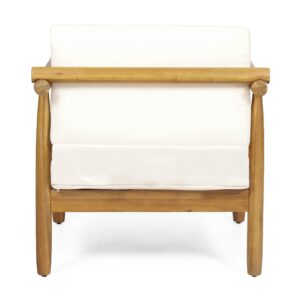 Christopher Knight Home 318120 Bonsallo Club Chair, Teak + Cream