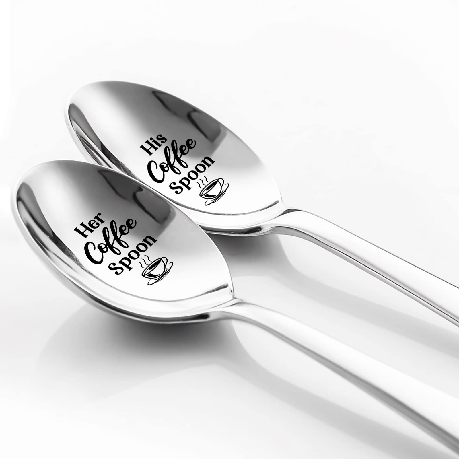 XQLZY His and Her Coffee Spoon Funny Spoon Gift Set, Gifts for Coffee Lover, Valentine's Day Christmas Anniversary Birthday Gifts for Wife Husband BFF, Father's Day Mother's Day Gifts for Dad Mom