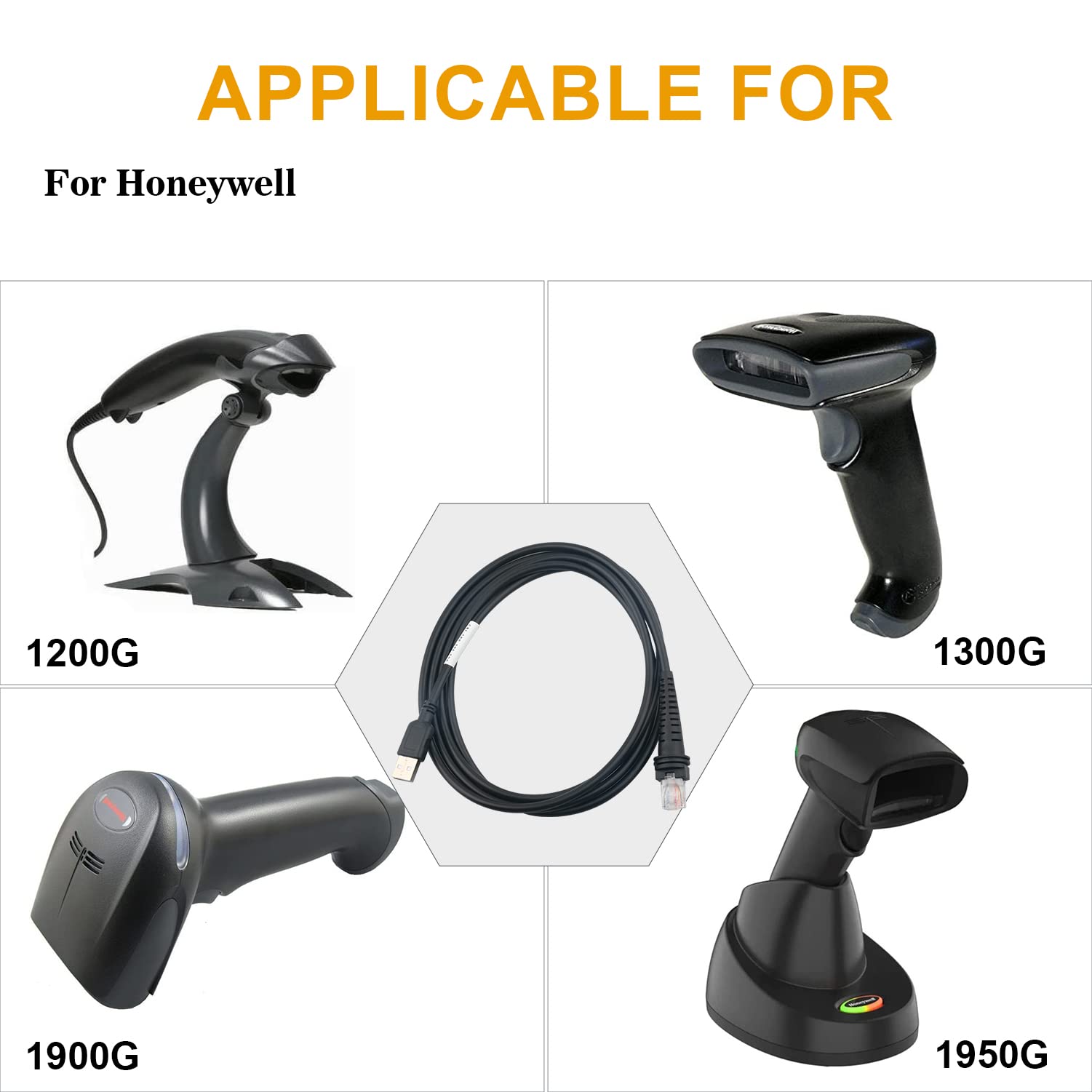 USB Barcode Scanner Cable for Honeywell 1900G 1200G 1400G Barcode Scanner (5m/16.4ft USB Port Coiled)