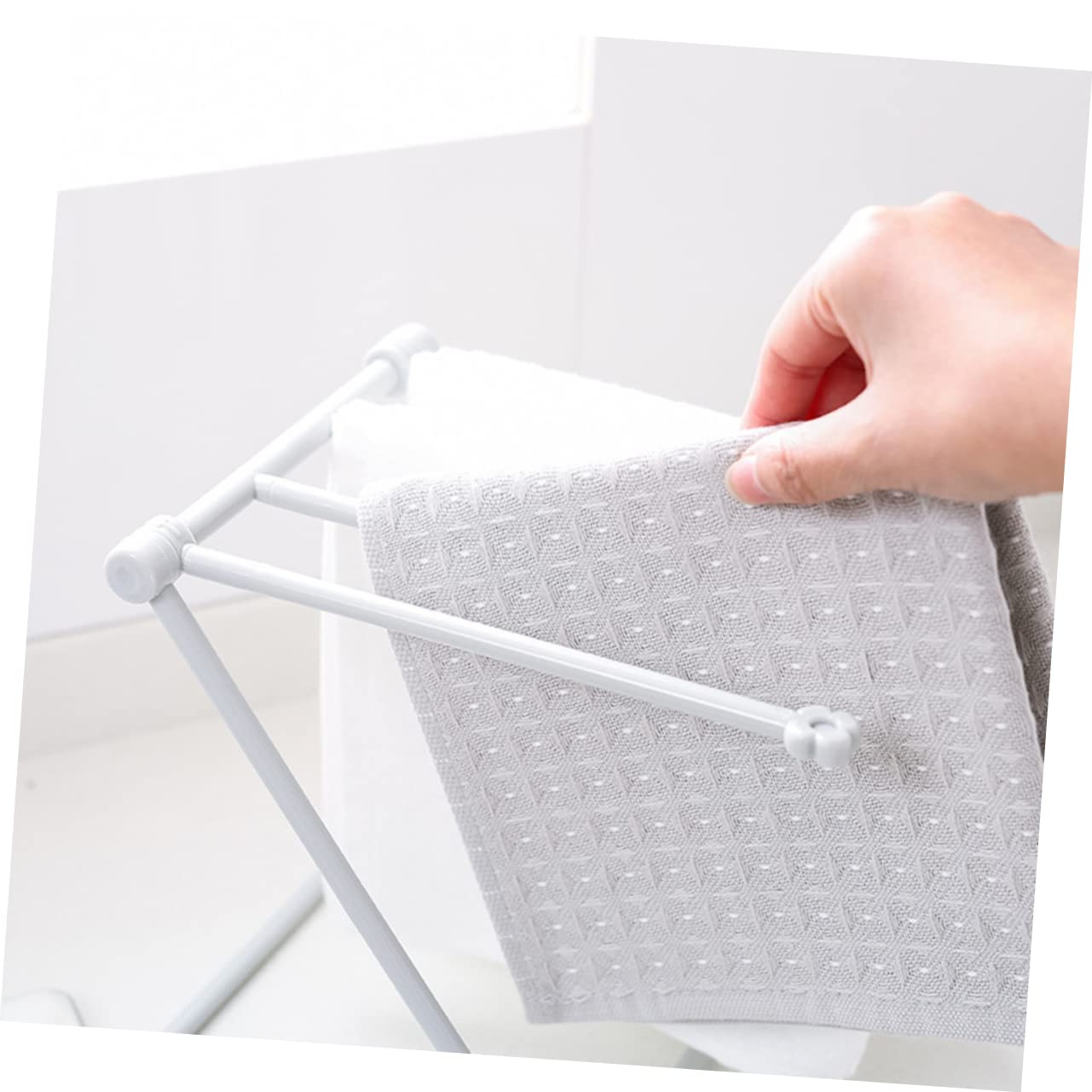 COLLBATH Vertical Foldable Cloth Storage Rack Light Grey Kitchen Countertop Dish Cloth and Towel Holder for Efficient Space Saving Organization