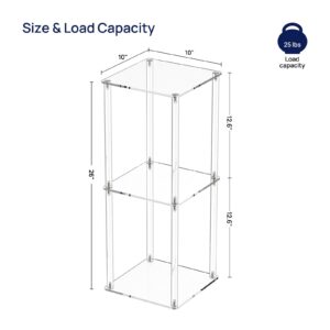 HMYHUM Acrylic Drink Table for Small Spaces, 10" Square, Clear Small Side Table/End Table for Living Room, Sofa, Easy Assembly, Modern, 26" H