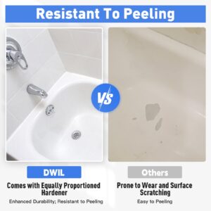 DWIL Tub Paint, Tub and Tile Refinishing Kit 35oz with Tools, Tub Refinishing Kit White Bathtub Paint Water Based &Low Odor, Easy to Use Sink Paint for Bathroom Kitchen, Semi-Gloss White, 50-55sq.ft