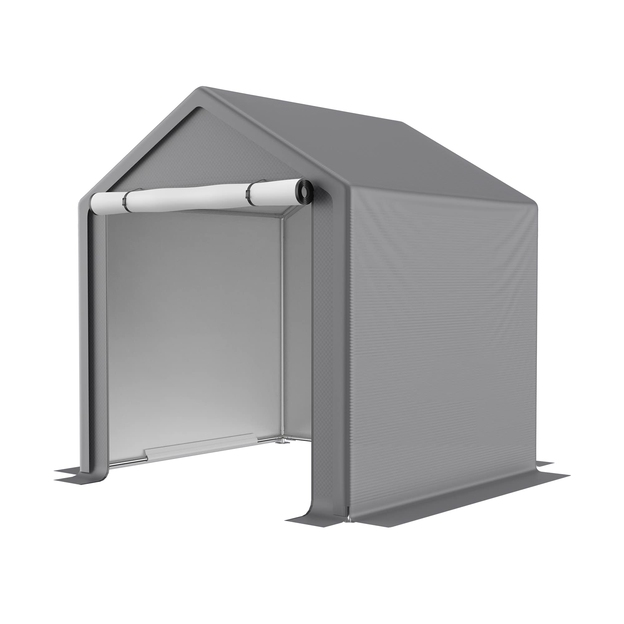 WEASHUME 6x6 ft Outdoor Portable Garage Tent Storage Shelter Shed Outdoor Carport with Steel Metal Frame, Detachable Roll-up Zipper Door and Waterproof Cover for Bike, ATVs