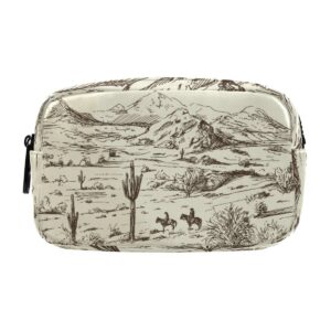 glaphy american western cowboy cactus pencil case, large capacity pencil pouch zipper portable cosmetic bag, for school office college traval