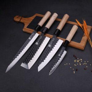 WILDMOK Left Handed 7 Inch Nakiri Knife German Stainless Steel Vegetable Chopping Knife Asian Usuba Chef's Knife for Left Handed