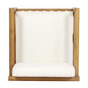 Christopher Knight Home 318120 Bonsallo Club Chair, Teak + Cream