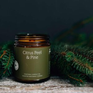 Fontana Candle Company - Cinnamon Orange Clove | Lightly Scented Candle | Made from Beeswax and Coconut Oil | Essential Oil | Wood Wick | Long Lasting | Clean Burn and Non Toxic