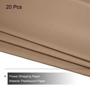 MECCANIXITY 20 Pcs Flower Wrapping Paper 22.8x22.8 Inch Waterproof Florists Wrapping Paper for Florist Bouquet Supplies, DIY Crafts, Gift/Gift Box Packaging Brown