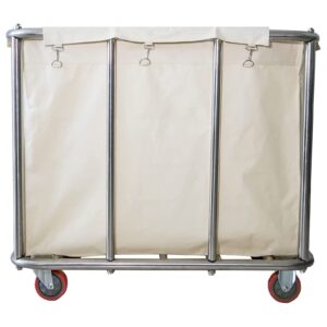 Laundry Cart for Commercial/Home,Industrial Large Rolling Laundry Cart Dirty Clothes Bin with Wheels,Heavy Duty Canvas Hamper,260LBS Load (Beige - 11.35 Bushels)