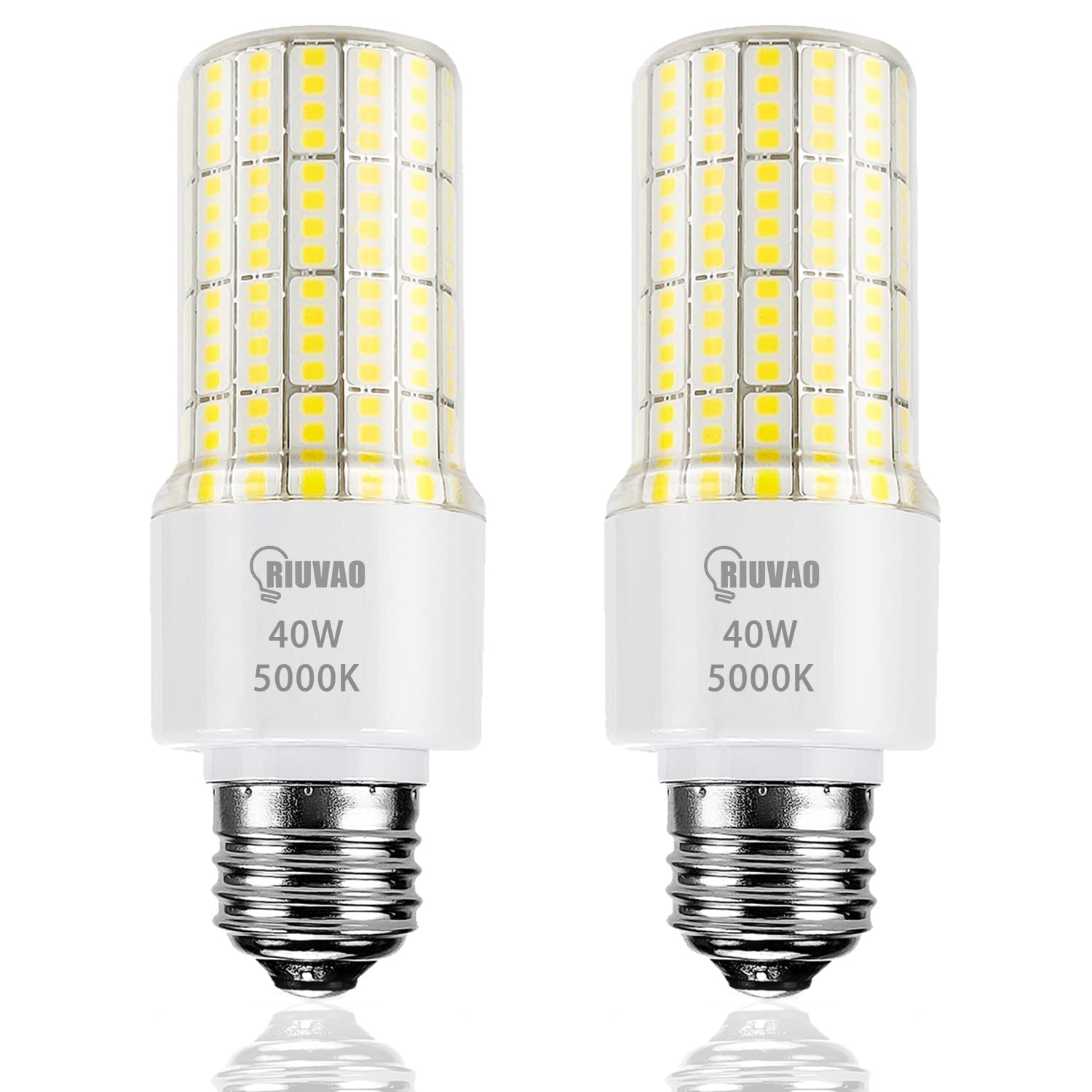 Led Light Bulbs 300W Equivalent Super Bright 5000Lm 5000K Cool Daylight White Led Bulb E26/E27 Medium Base 40w Waterproof Led Corn Light Bulb for Outdoor Indoor Lamp Bedroom Office Garage-2 Pack.