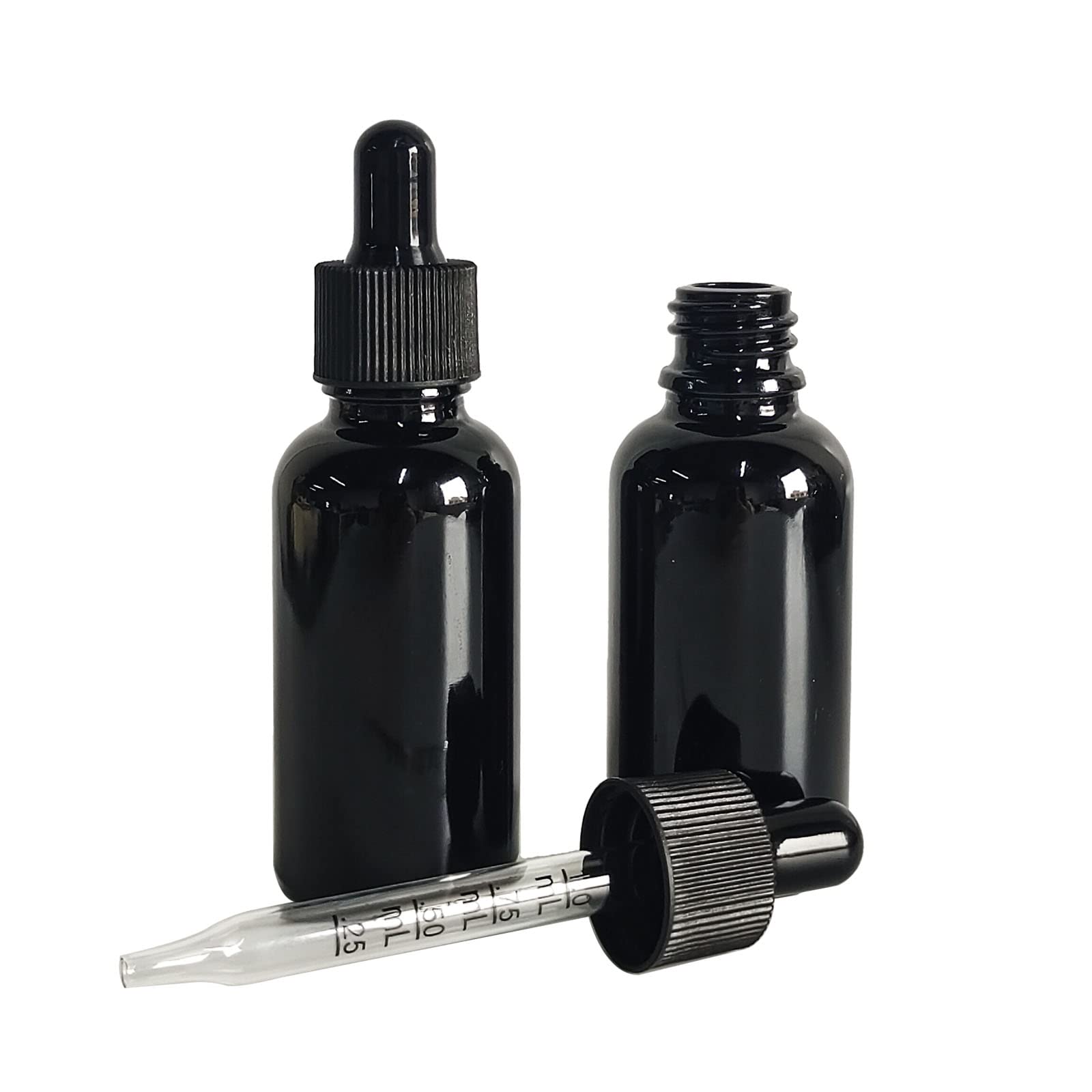 BEGIKET 1 oz Black Glass Dropper Bottle, 12 Pack 30ml Black Glass Bottles with Glass Eye Dropper, for Essential Oils, Aromatherapy Oil, Beard Oil, Perfume, Leak Proof Travel Bottles for Liquids