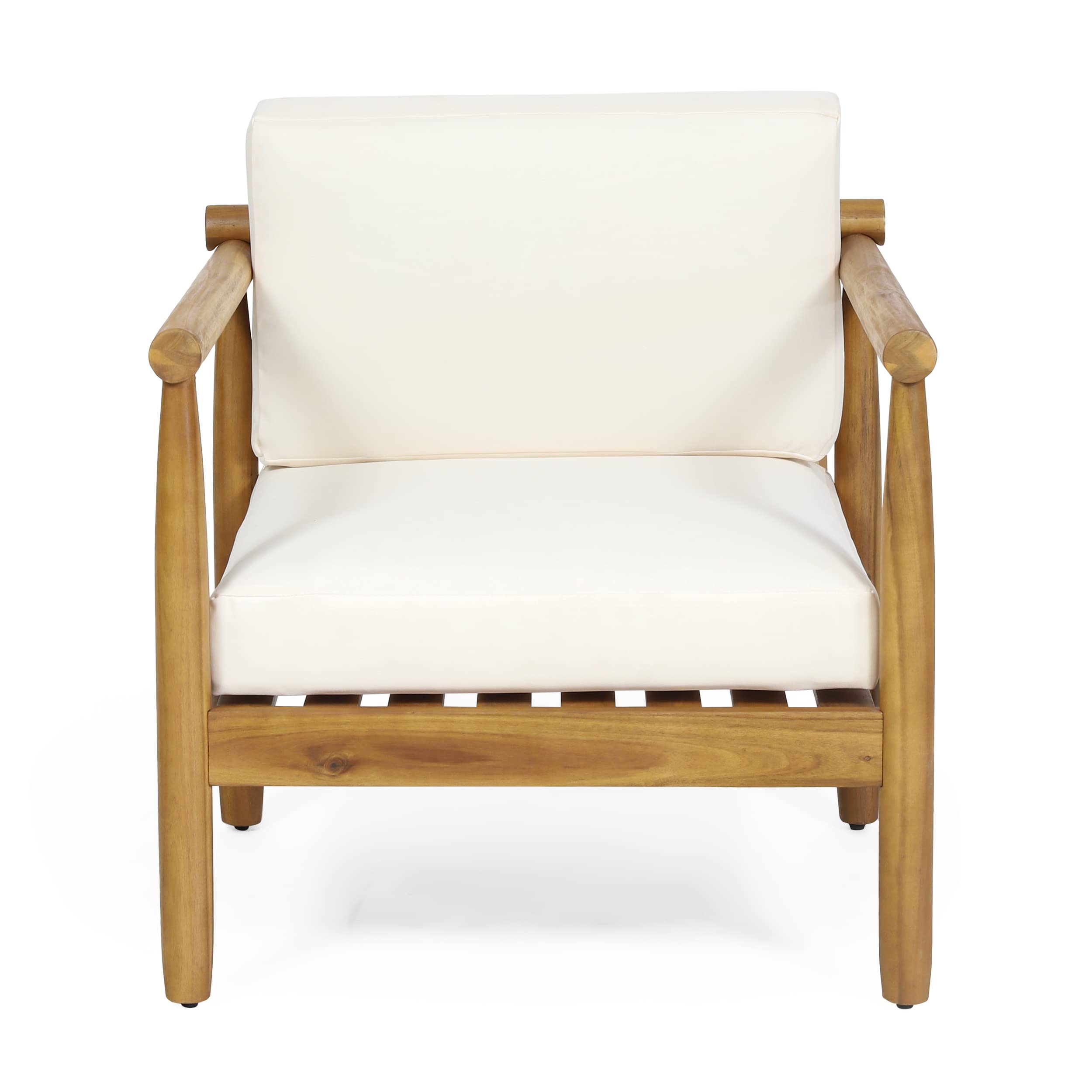 Christopher Knight Home 318120 Bonsallo Club Chair, Teak + Cream