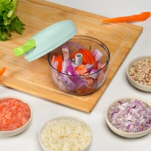 Badelite Mini Garlic Chopper Manual Food Processor Protable Pull String Vegetable Chopper for Veggies, Fruits, Garlic, Onion, Ginger, Nuts, etc - 0.7 Cup(230ml)