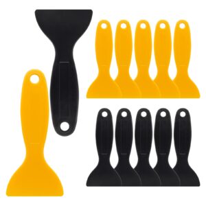 suiwotin 12pcs plastic spatula scraper, plastic putty scraper air bubble remover, paint spatula scraper cleaner, resin print scraper sticker installation tool for decal, grout removal (black, yellow)