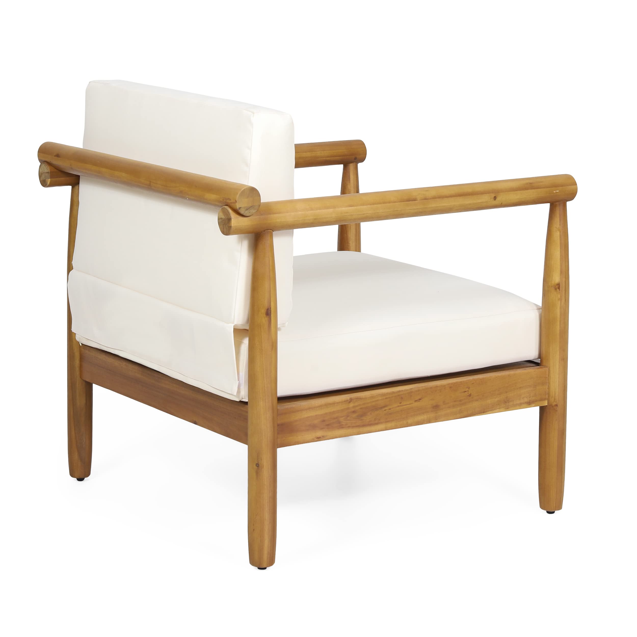 Christopher Knight Home 318120 Bonsallo Club Chair, Teak + Cream