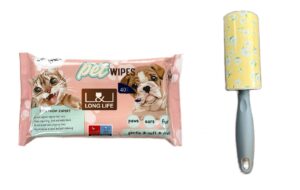 l&l long life dog wipes xxl size 8x12 inch cat cleaning wipes, extra sticky dog and cat lint remover for pet hair removal