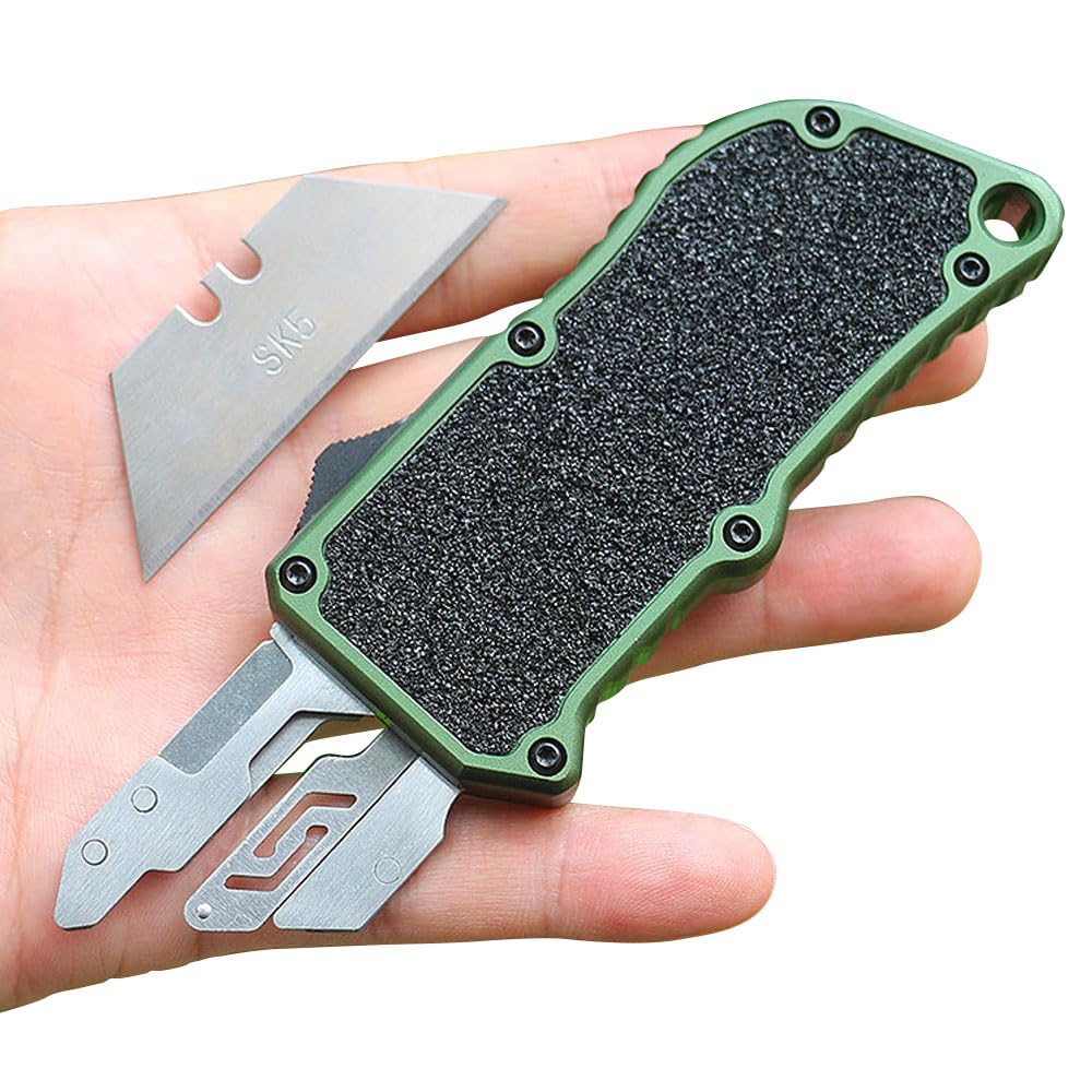 𝗖𝗮𝗿𝗲𝘀𝘀𝗼𝗹𝗼𝘃𝗲 𝗔𝘃𝗶𝗮𝘁𝗶𝗼𝗻 𝗔𝗹𝘂𝗺𝗶𝗻𝘂𝗺 utility knife, EDC Auto Box Cutters Retractable Heavy Duty Cardboard Cutter, Replaceable Blade Pocket Knife With Clip, With 5pcs Spare Blades