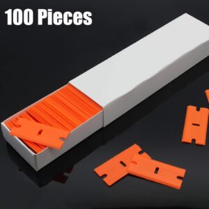 Suiwotin 100pcs Plastic Razor Blades, Double Edged Plastic Scraper Blades Replacement for Plastic Razor Scraper Tool for Decals, Adhesive Labels, Stickers Removing Cleaning