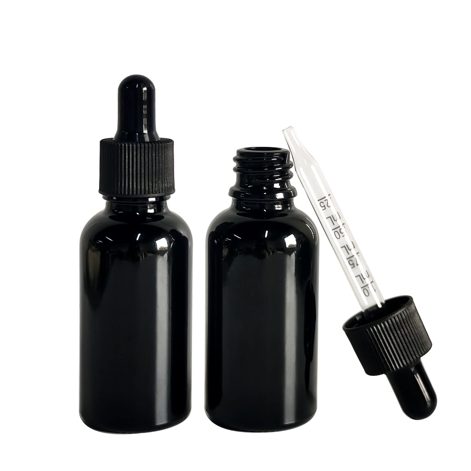 BEGIKET 1 oz Black Glass Dropper Bottle, 12 Pack 30ml Black Glass Bottles with Glass Eye Dropper, for Essential Oils, Aromatherapy Oil, Beard Oil, Perfume, Leak Proof Travel Bottles for Liquids