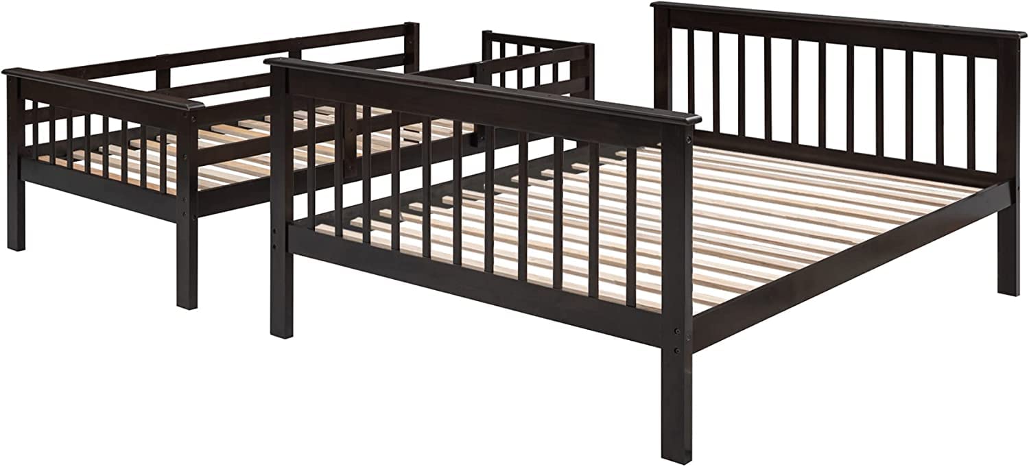 CITYLIGHT Bunk Beds Twin Over Full Size with Stairs, Wooden Bunk Beds with Storage Open Shelves, Stairway Bunk Bed Convertible to 2 Separated Beds,Kids Bunk Beds for Bedroom, Dorm,Espresso