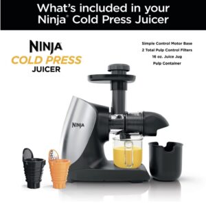 Ninja Cold Press Juicer Pro - Powerful Slow Juicer - Cloud Silver JC100 (Renewed)