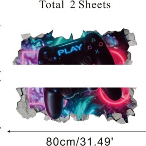 TOARTI 3D Game Wall Decals,Gaming Wall Stickers for Boys Room Gamer Controller Sticker Video Gaming Wallpaper for Kids Playroom Decor