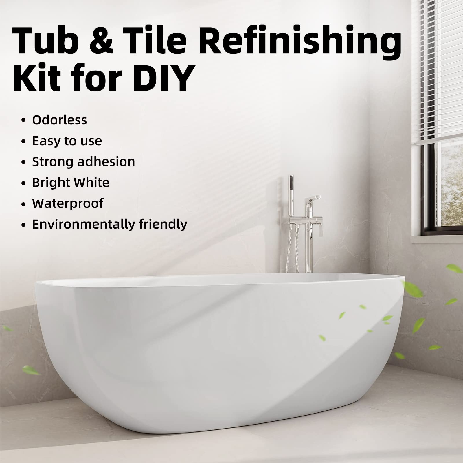 Bathtub Refinishing Kit White, 17oz Bathtub Resurface kit Bathroom Countertop Paint Repair Kit Porcelain Sink Paint Fiberglass Bathtub Paint Tile Refinishing Kit