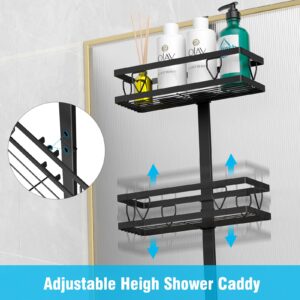 Kerisgo Over The Door Shower Caddy, 4-Tier Adjustable Over Hanging Shower Door Caddy Shelf, No Drilling Shower Organizer Shelf With Soap Holder, Body Wash, Shampoo, Razor, Black