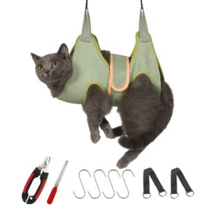 guzekier pet dog grooming hammock harness for cats & dogs, dog sling for grooming, dog hammock restraint bag with nail clippers/trimmer, nail file, pet comb,ear/eye care