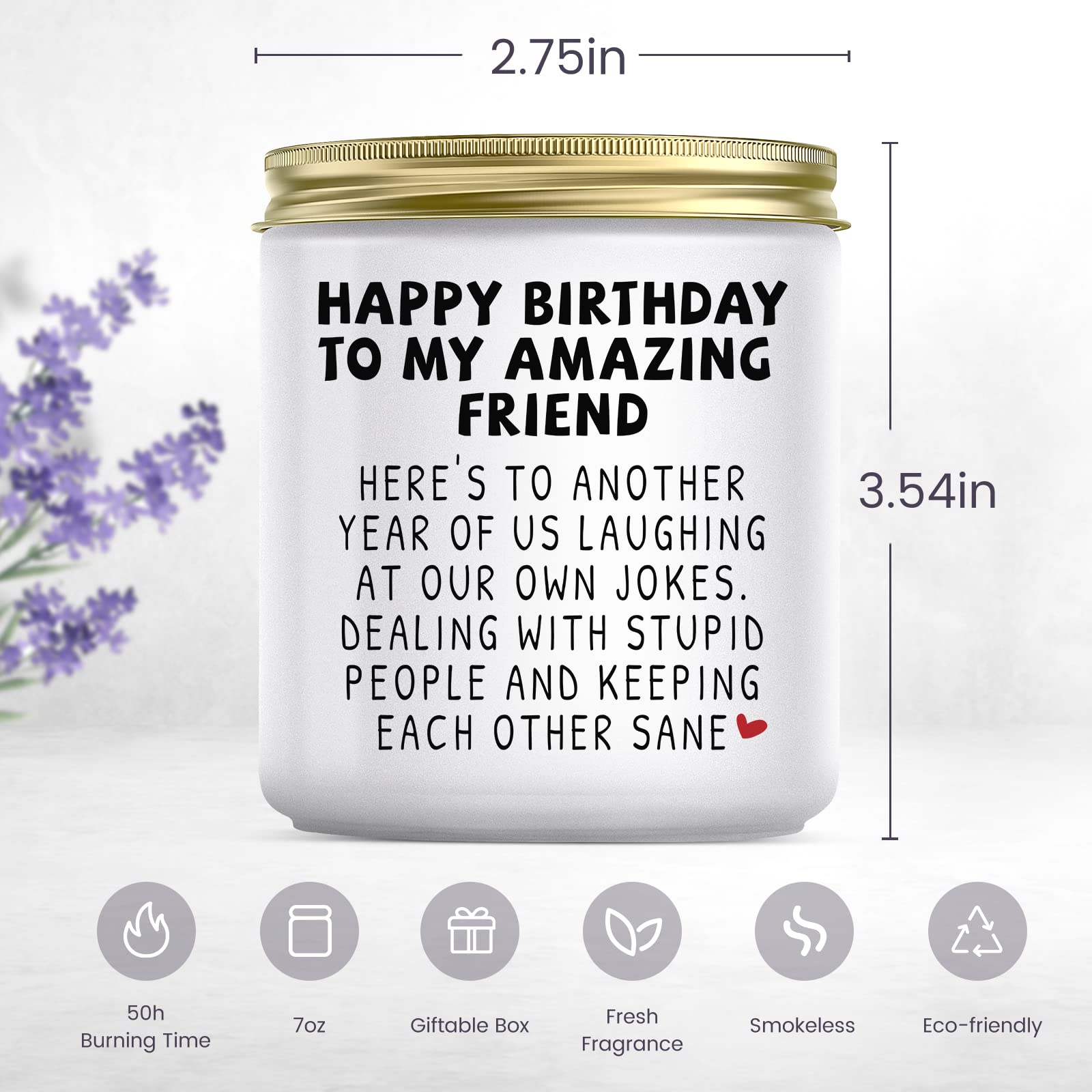 Jonico Happy Birthday Gifts for Women - Funny Best Friend Friendship Gifts for Women Friends, Birthday Gifts for Best Friend Bestie BFF Coworker Classmate Women, Lavender Candle Gifts