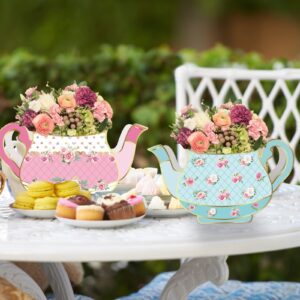 8 PCS Tea Party Decorations Flower Boxes Centerpiece Floral Teapot Decorations for Party Princess Tea Party Table Centerpiece for Tea Birthday Favors Garden Wedding Supplies