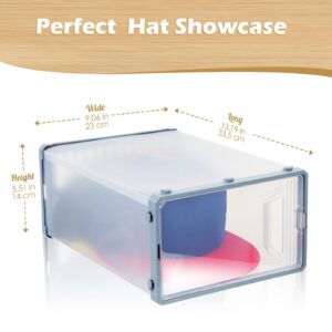 Chunful 6 Pack Baseball Hat Organizer Display Box Hat Storage Containers for Baseball Caps Hat Racks Display,stackable Cap Holder Organizer, Dust Proof Hat Rack, Easy to Assemble Shoe Storage Cap Box