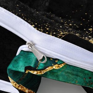 Holiyjog Black and Green Marble Duvet Cover Set Queen Size Gold Veins Malachite Comforter Cover Bedding Set Luxry Art Decor Bedroom