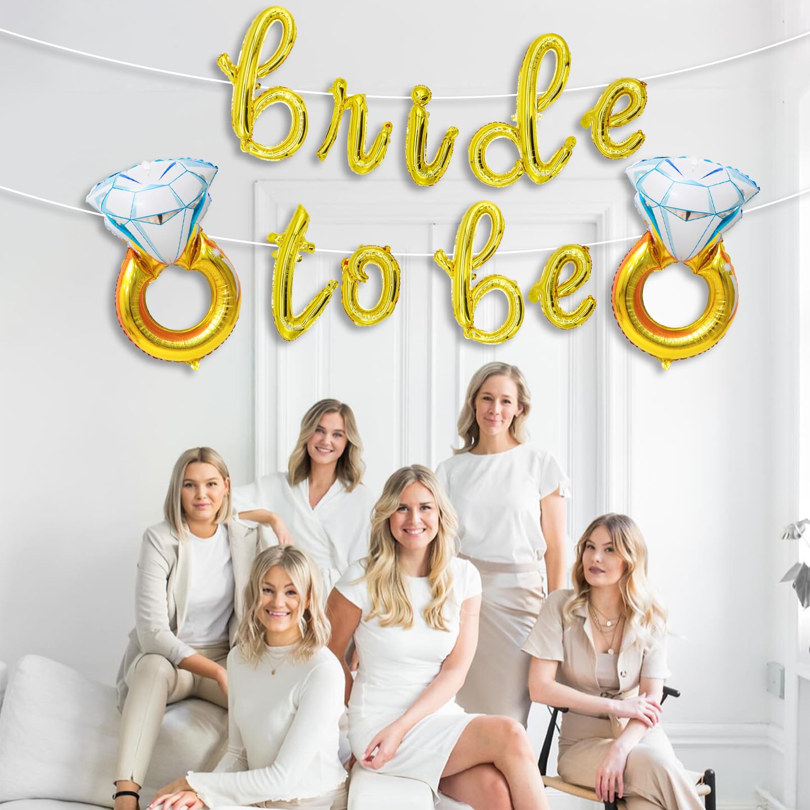 Stcomart Bachelorette Party Decorations, Bride To Be Balloons Banner Diamond Ring balloons for Bridal Shower, Gold